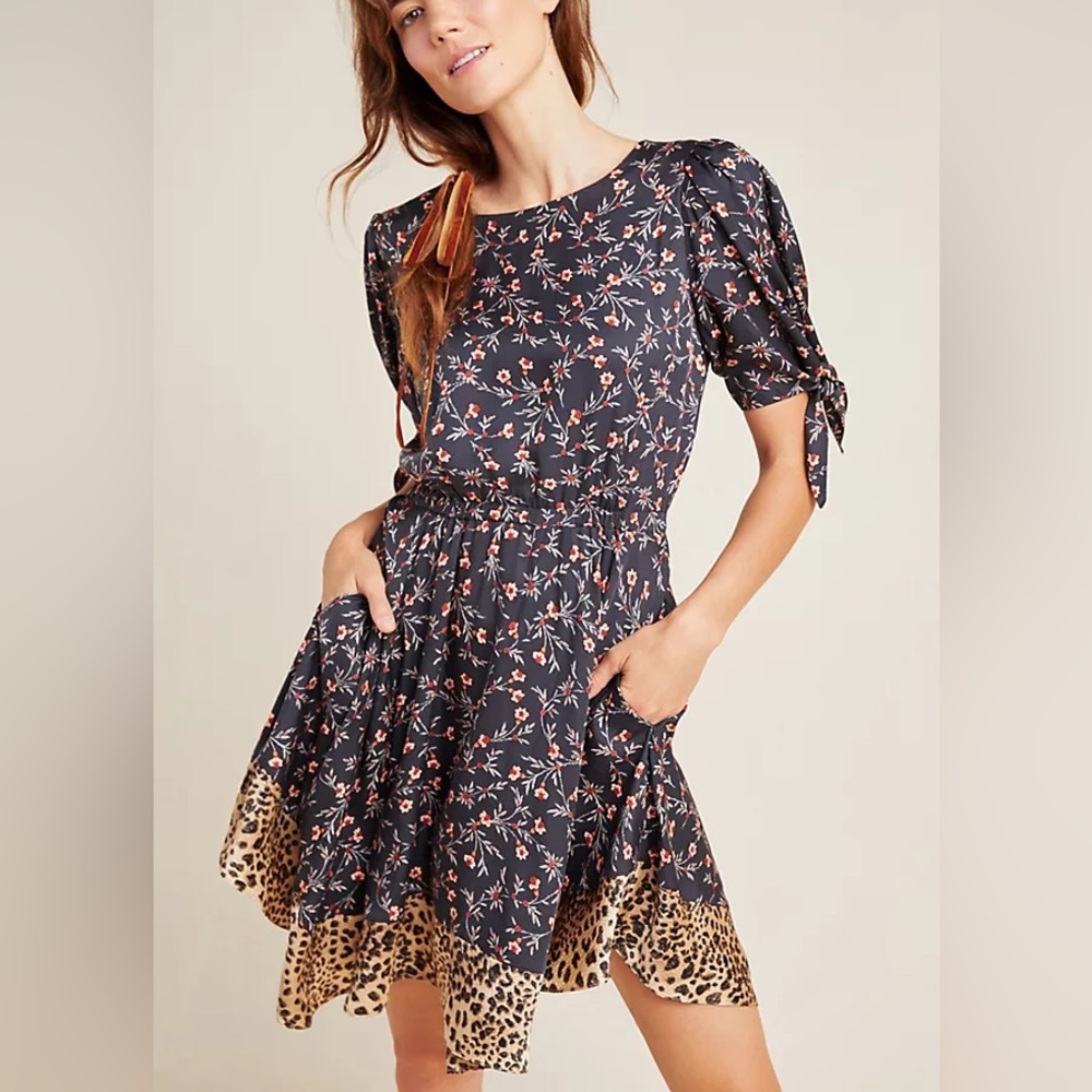 Rebecca Taylor Scarlett Tie-Sleeved Mini Dress